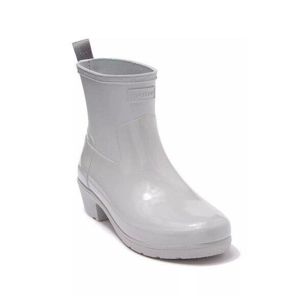 Hunter Refined Low Heel Biker Gloss Duo Waterproof Rain Boots 8 - Picture 1 of 8